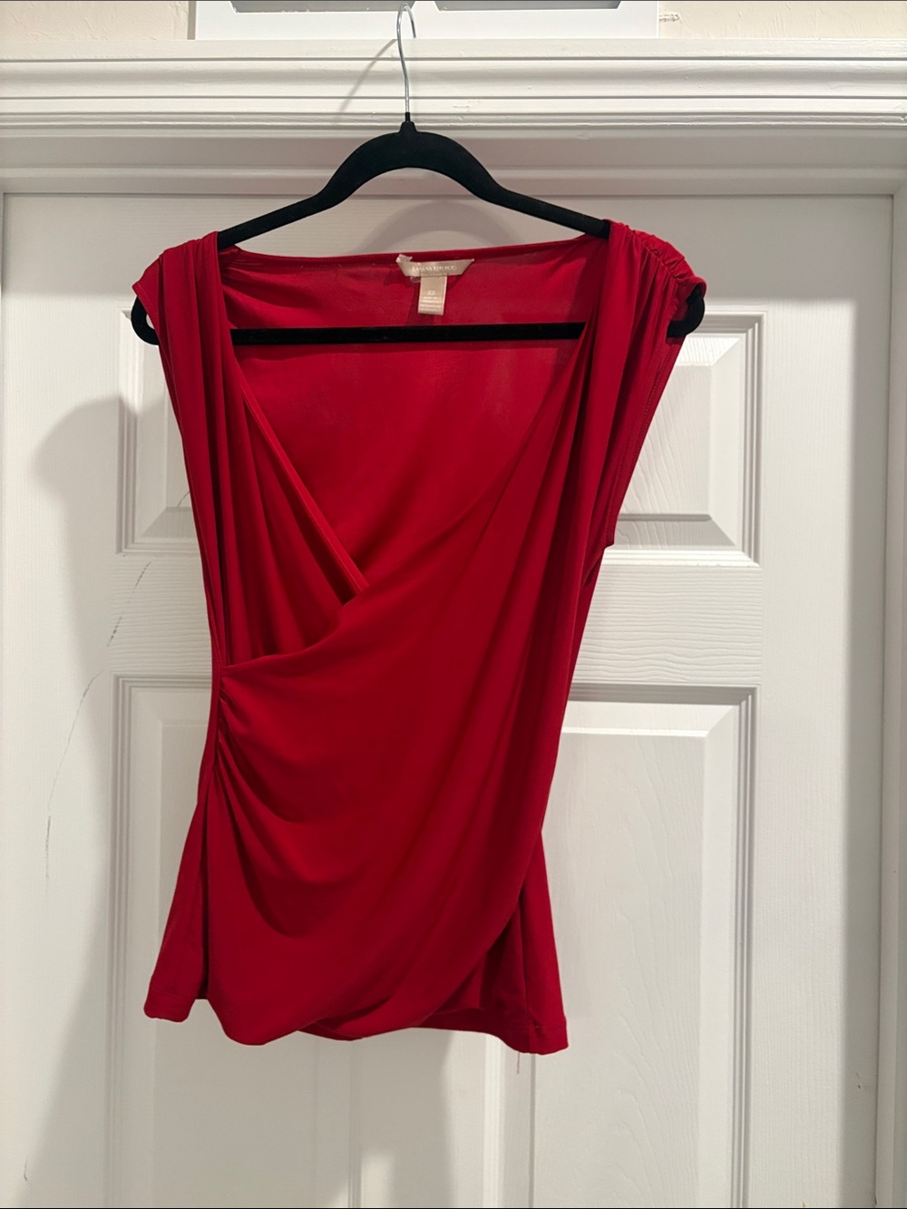 Banana Republic Red Draped V-Neck Blouse